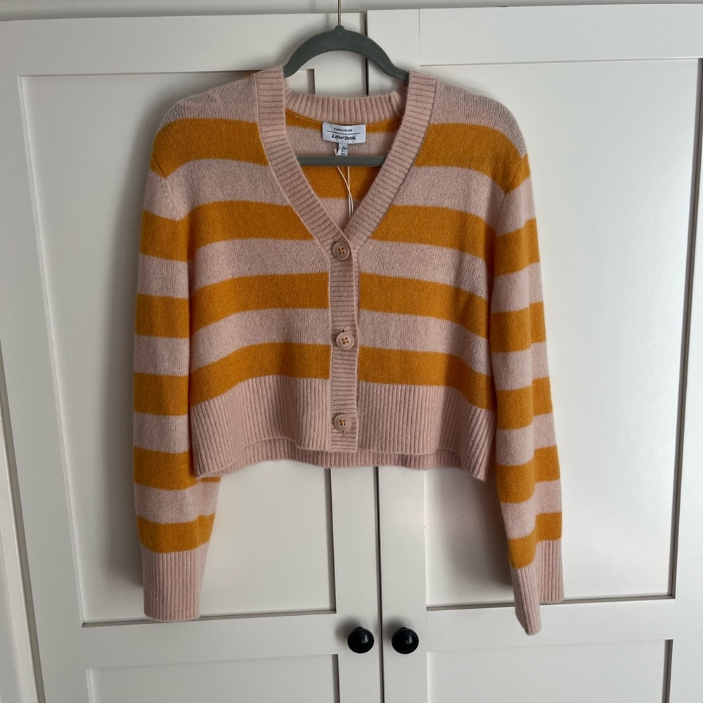& Other Stories Pink and Orange Cropped Cardigan Sweater